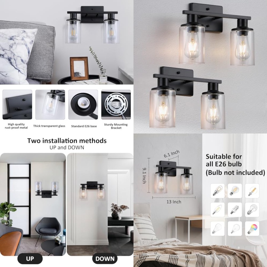 Solar Wall Sconce - Matte Bathroom Light Fixtures Over Mirror,