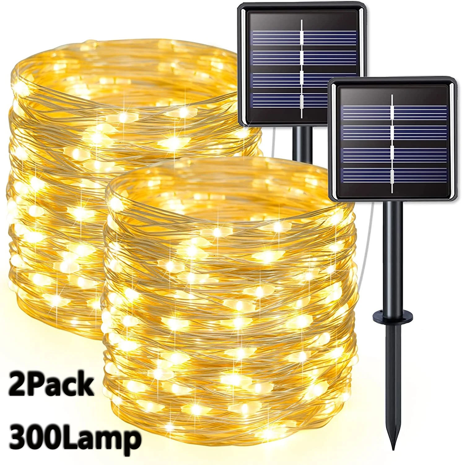 Solar Fairy String - 2 Pack Solar Fairy Lights 300LED