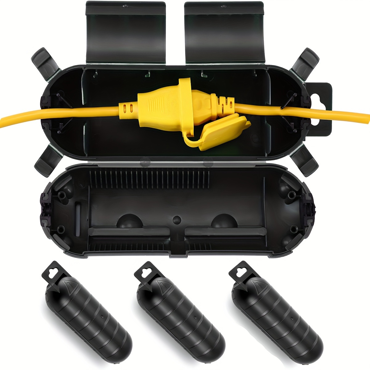 Outdoor Lighting Extension Cord - 1/3pcs Waterproof Black Extension Cord Cover