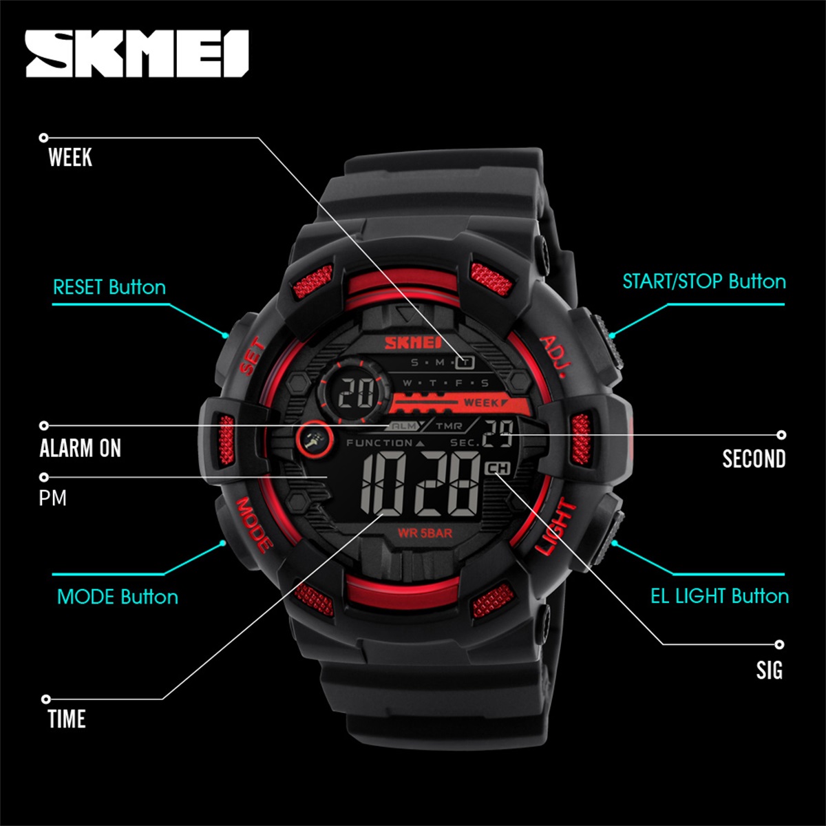 SKMEI Sports Outdoor Chrono Di - огляд і ціна Outdoor Lighting Zones