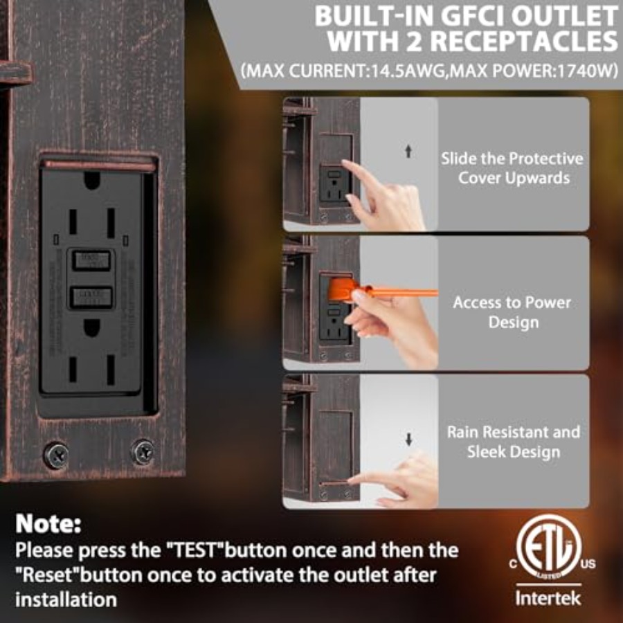 Outdoor Light with GFCI Outlet - огляд і ціна Solar Wall Sconce