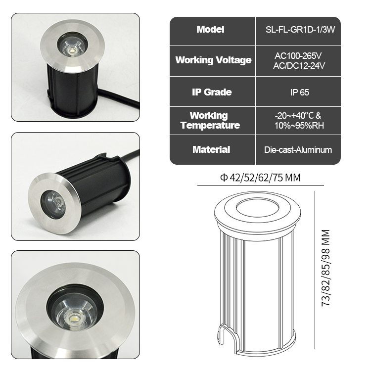 1W/3W DC12v IP65 Waterproof LE - огляд і ціна Ground Light Recessed