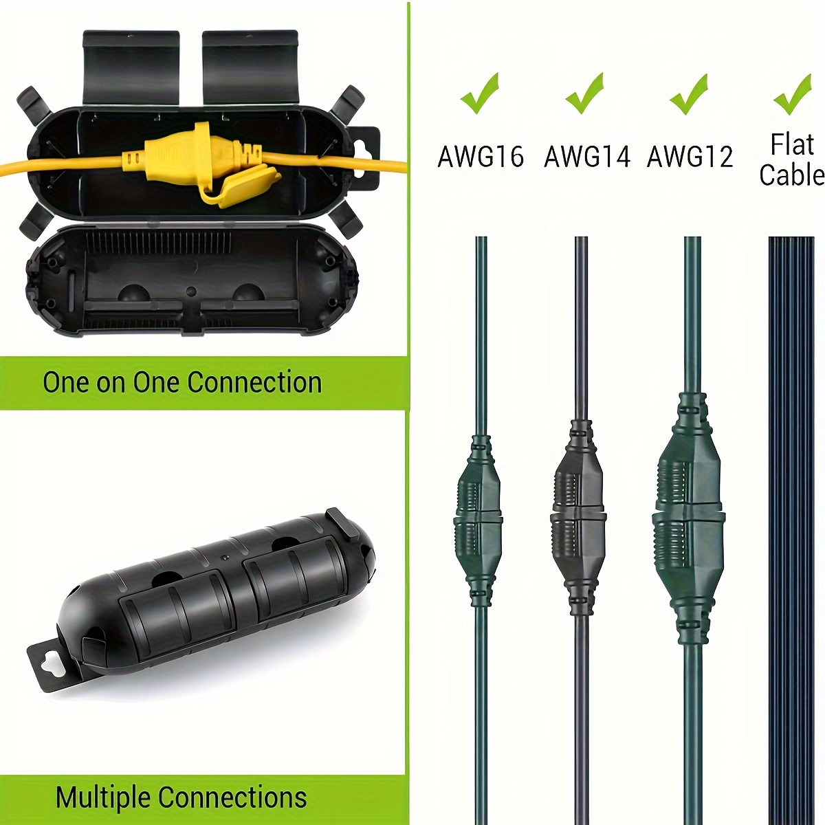 1/3pcs Waterproof Black Extens - огляд і ціна Outdoor Lighting Extension Cord